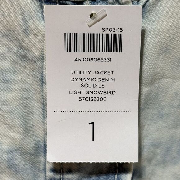 Chico's NWT Dynamic Denim Long Jean Jacket Women's XS Acid Wash Drawstring Snap - Picture 8 of 13